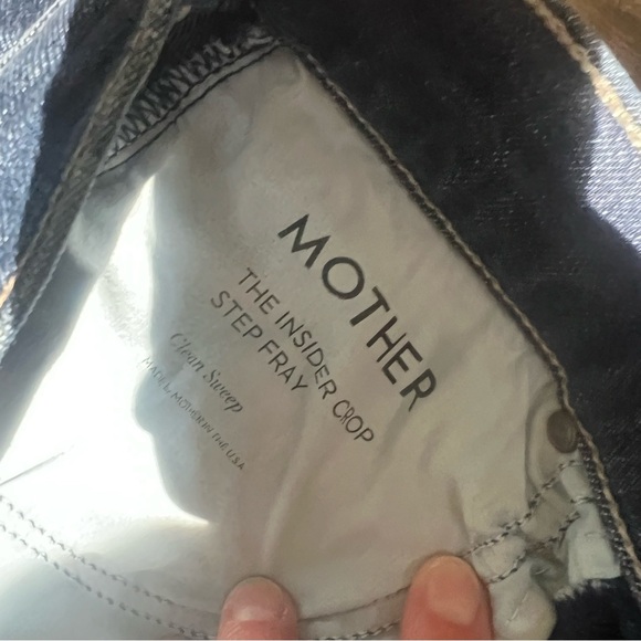 MOTHER Insider Crop Step Fray Jeans in Clean Sweep Wash Medium Blue / Whiskered - Picture 7 of 10